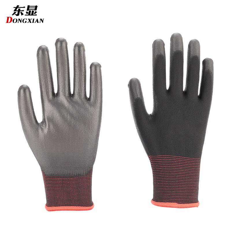 13 Guage Polyester Gloves with PU Coated Palm