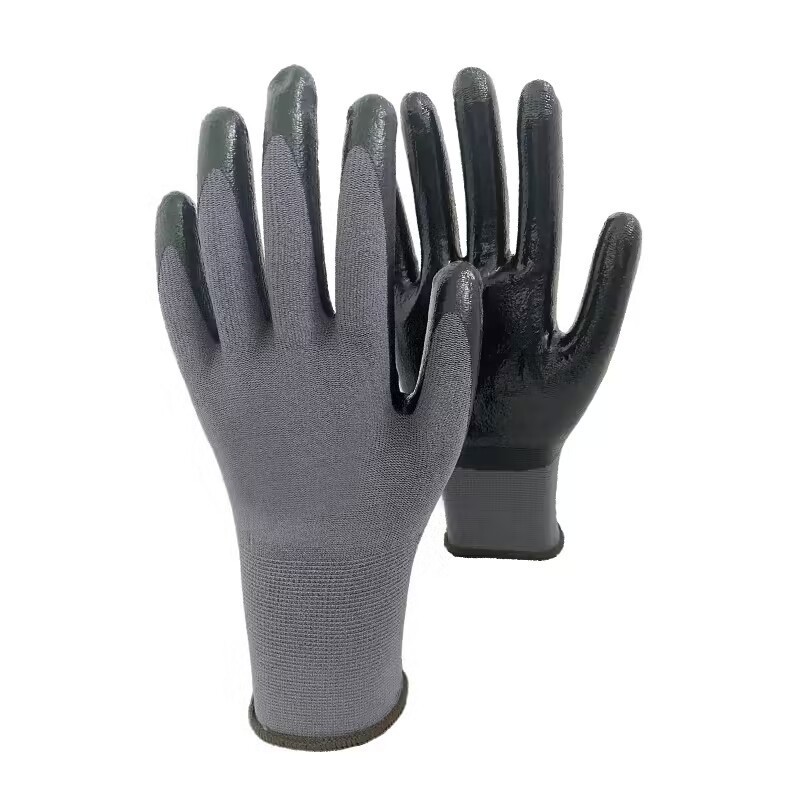 15 Guage Nylon Gloves with Nitrile Coated Palm