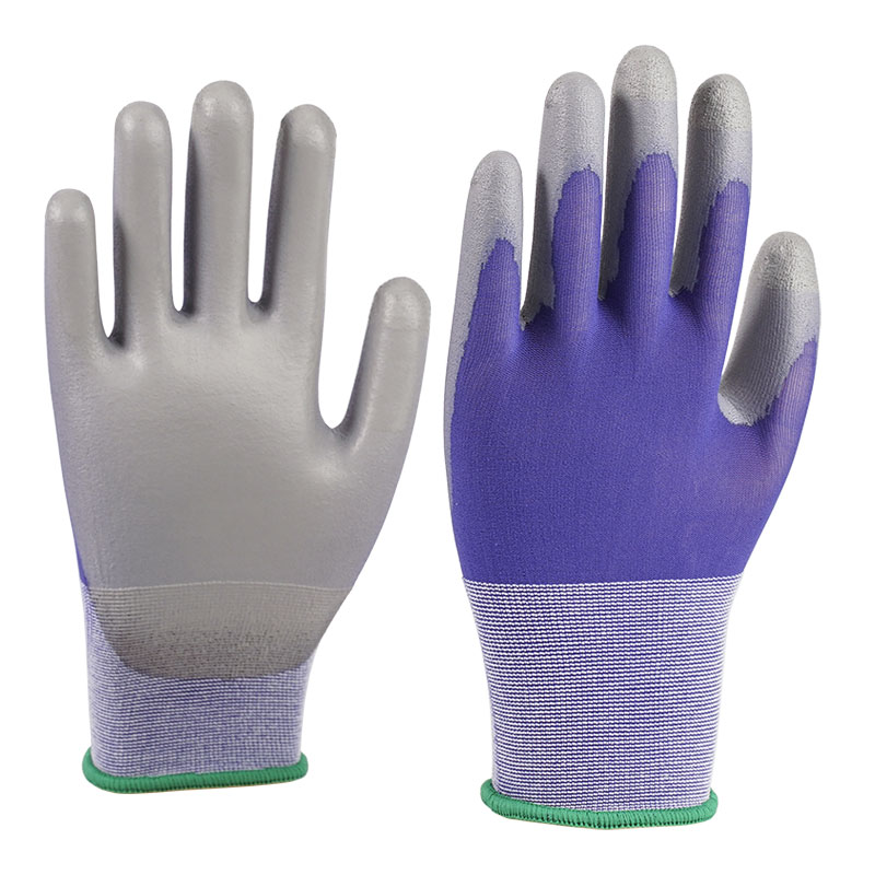 21 Guage PU Nylon Gloves Blue