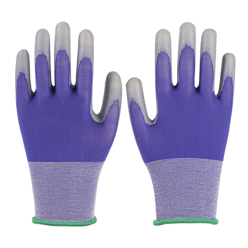 21 Guage PU Nylon Gloves Blue