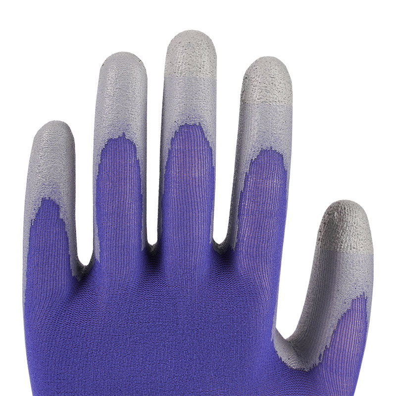 21 Guage PU Nylon Gloves Blue