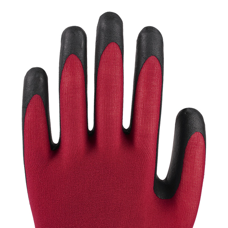 21 Guage Nylon Gloves Ultra Fine Foaming Wine Red