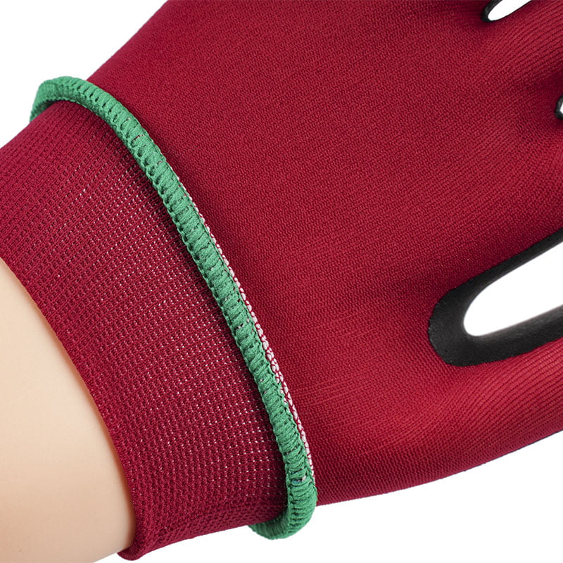 21 Guage Ultra Fine Foaming Wine Red Nylon Latex Gloves