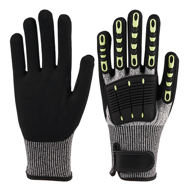 13 Guage Hemp Ash TPR Gloves A5 + Nitrile Impregnated Frosted Adhesive + Buckle