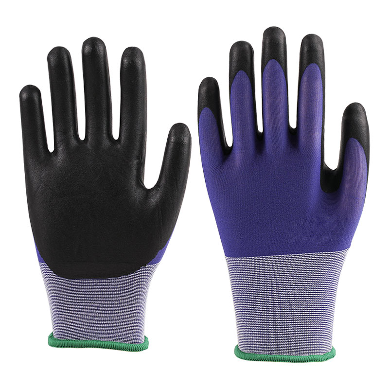 21 Guage Ultra Fine Foaming Blue Nylon Latex Gloves