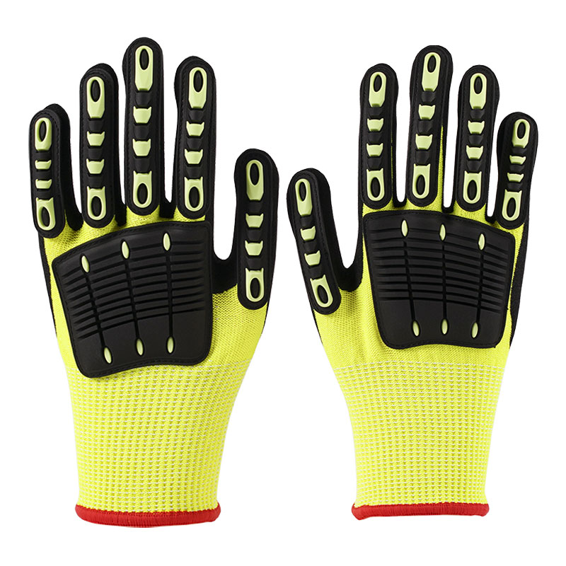 13 Guage Fluorescent Yellow Anti-impact Gloves A5