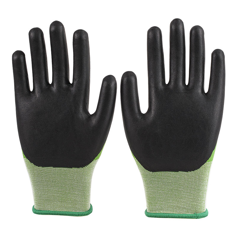 21 Guage Nylon Gloves Ultra Fine Foaming Green