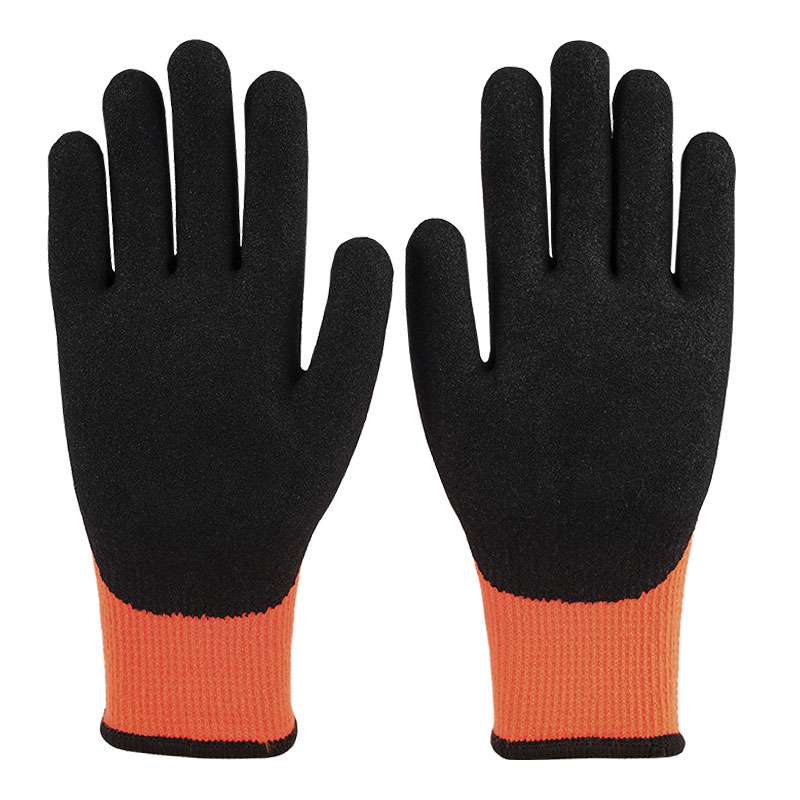 10 Guage Terry Nitrile 3/4 Dipped Matte Orange Red Gloves