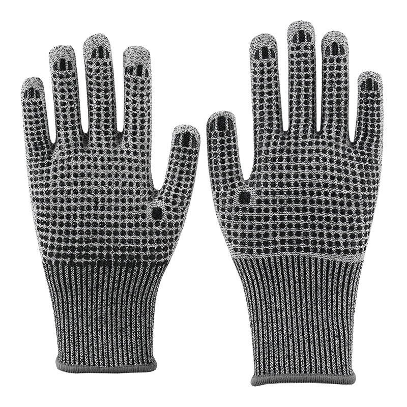 13 Guage HPPE Hemp Ash A5 Anti-Cutting Nitrile Dotted Gloves